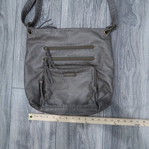 Stone & Co Purse Womens Crossbody Shoulder Strap Adjustable Gray Bucket Bag - Picture 8 of 12